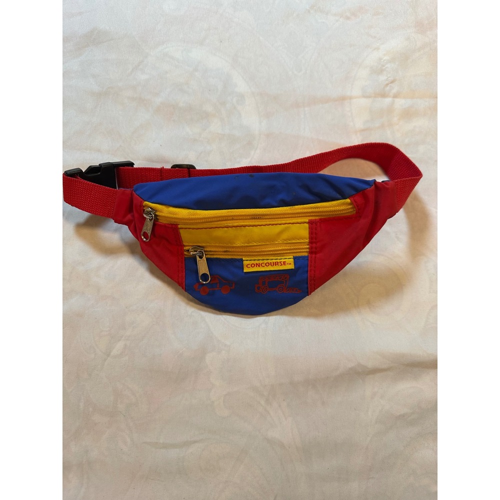 Vintage Concourse Kids Waist Bag Red Blue Yellow Color Block Retro Fanny Pack